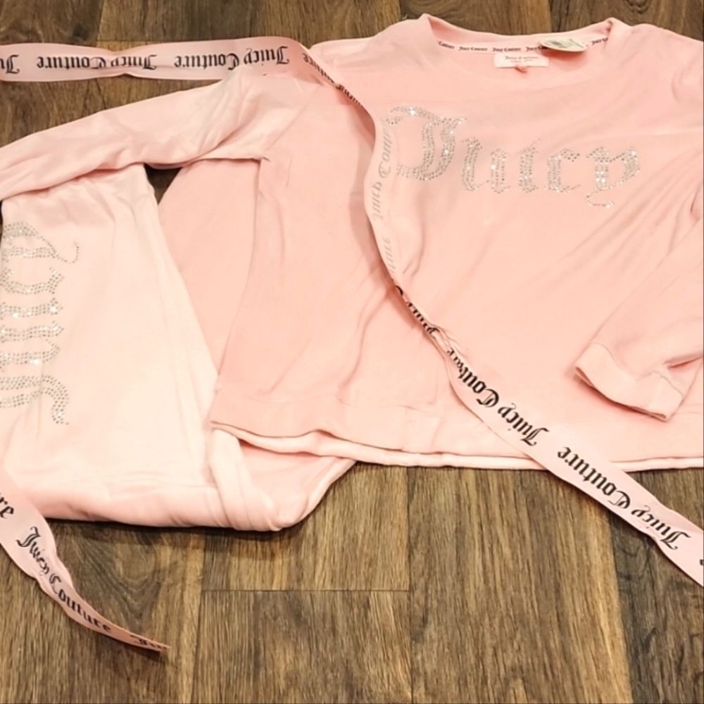 Juicy‎ Couture JC Rhinestone Logo Velour Loungewear 2-PIECE Set - Picture 2 of 5